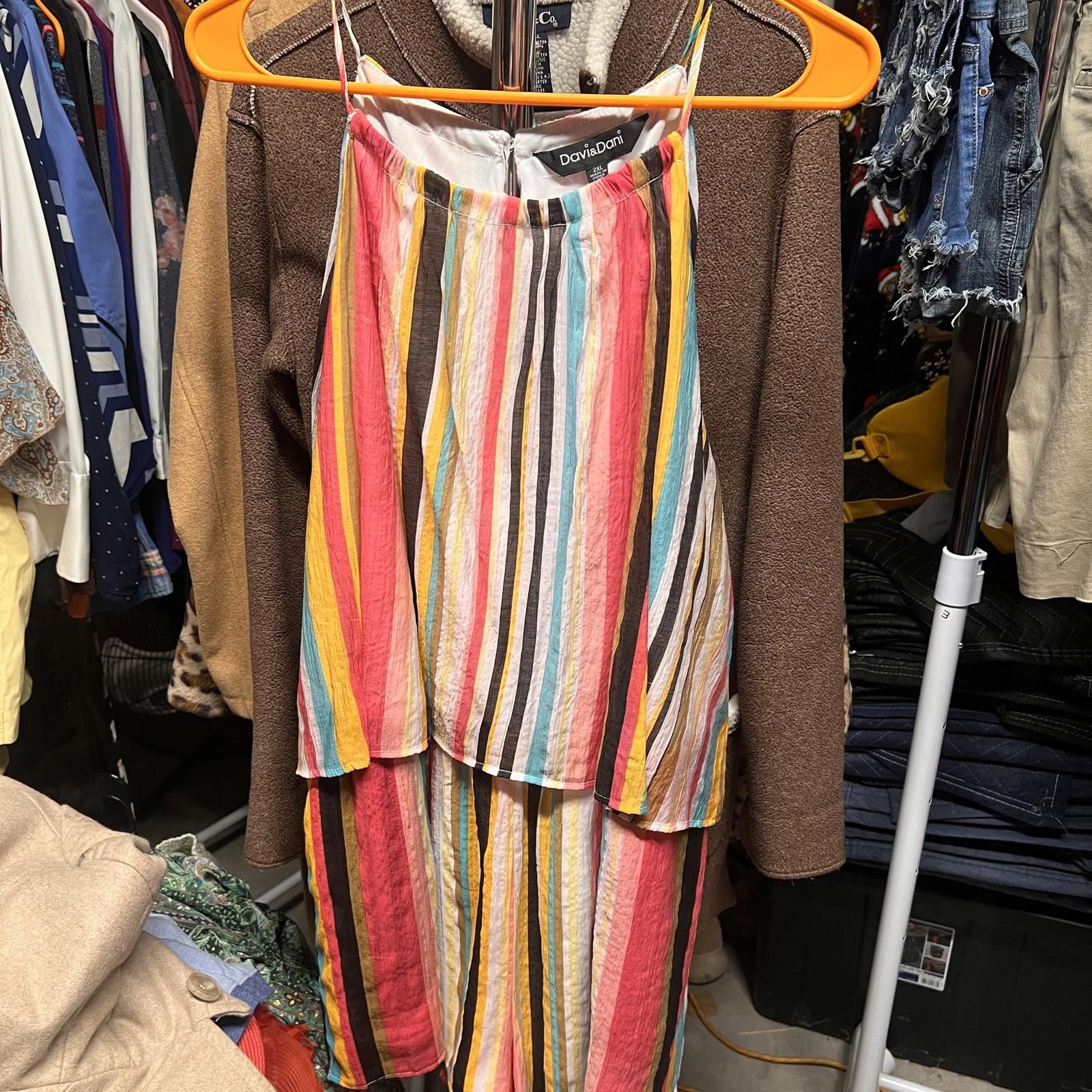 Other Davi & Dani Women's Multicolor Striped Jumpsuit Romper 2XL Size 42" / US 20 - 2 Thumbnail