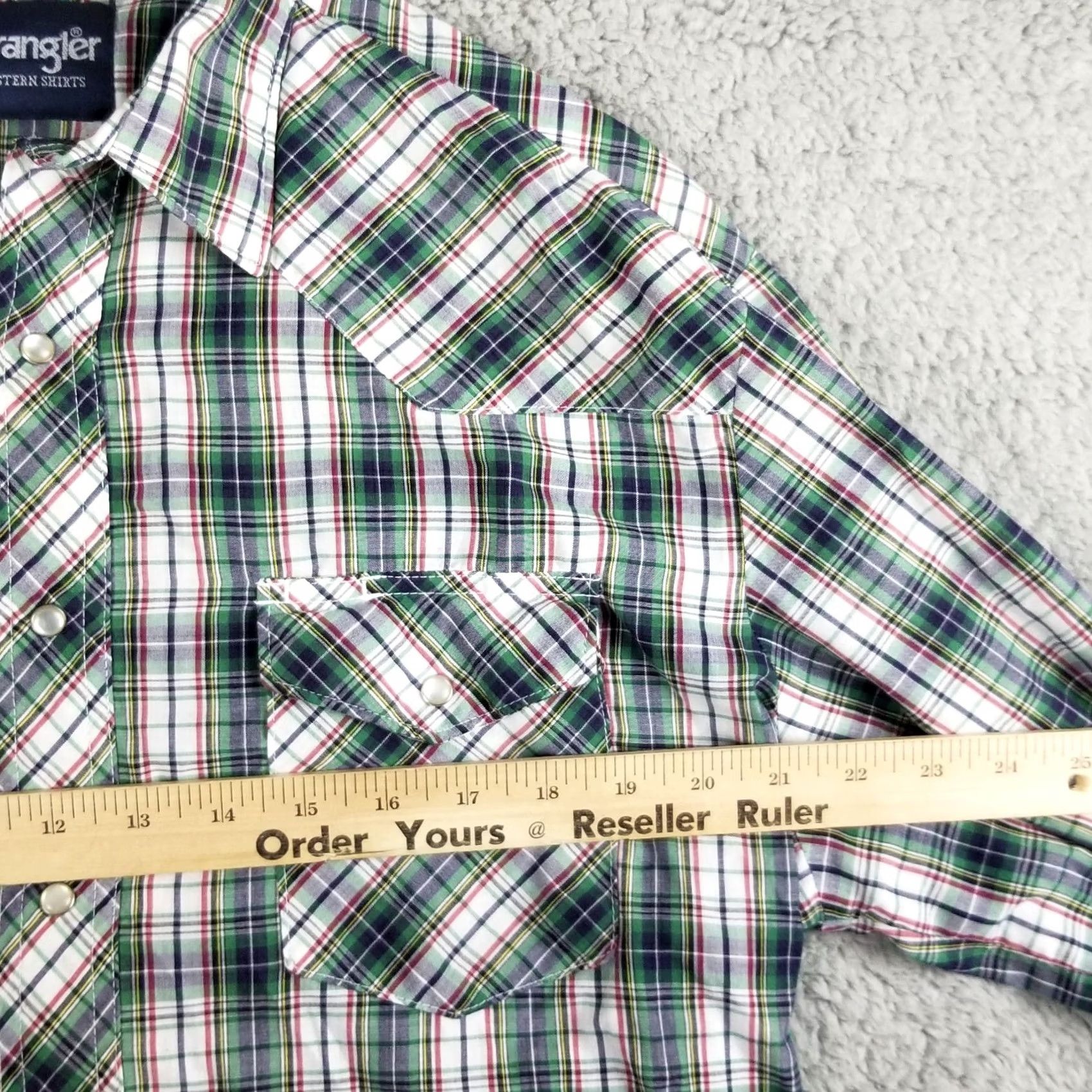 Wrangler VTG Wrangler Shirt Western Striped Button-Up Long Sleeve M L Green Red Cowboy Western Mens Wrangler Shirt Size US L / EU 52-54 / 3 - 5 Thumbnail