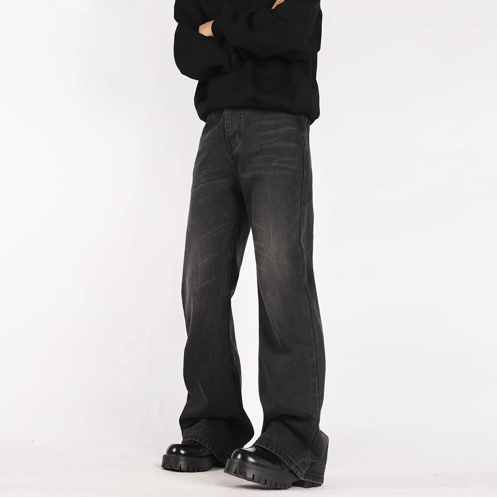 Japanese Brand × Jean Letter Embroidery Distressed Flare Faded Black Jeans Size US 35 - 2 Thumbnail