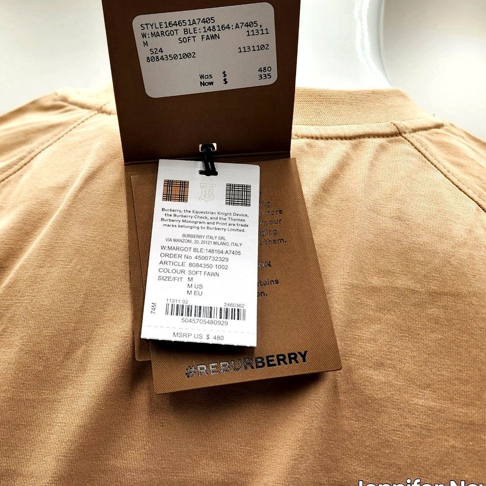 Burberry WOMEN'S BURBERRY SANTO LOGO T-SHIRT/SOFT FAWN/MEDIUM $480 Size M / US 6-8 / IT 42-44 - 10 Thumbnail