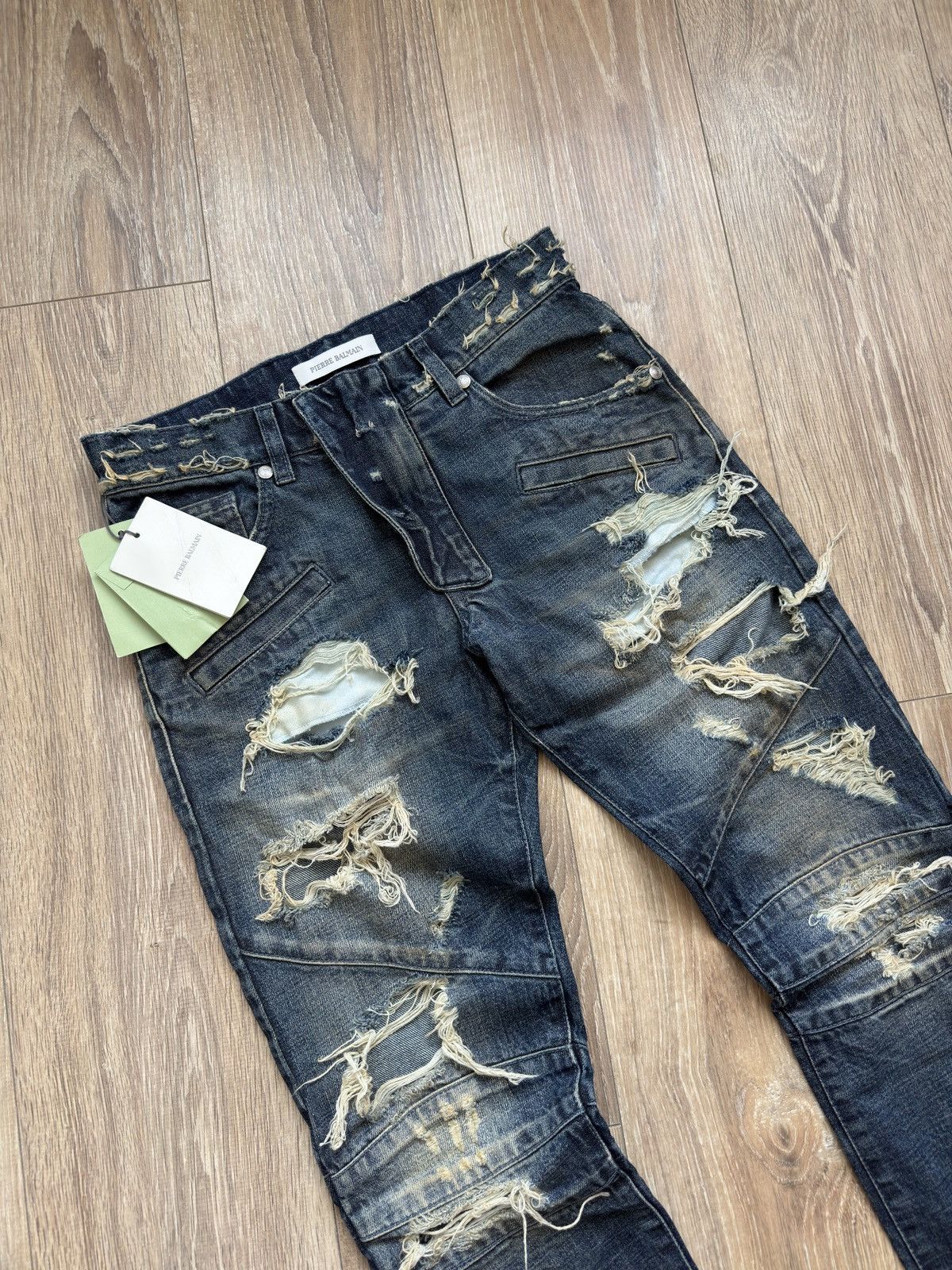 Pierre Balmain Pierre Balmain Distressed Biker Jeans Size US 26 / EU 42 - 2 Thumbnail