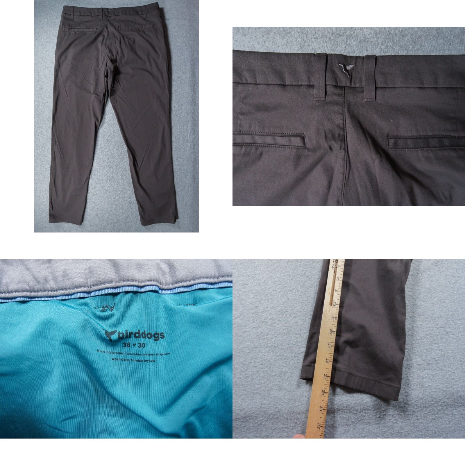 Vintage Birddogs Pants Mens 36x29 Gray Chino Flat Front Stretch 5-Pocket Regular Belt Loops Business Casual Workwear Adult Size US 36 / EU 52 - 8 Thumbnail