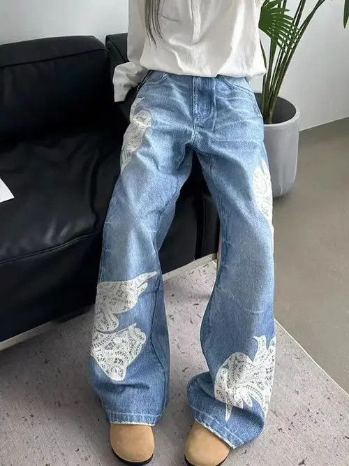 VIBE Vintage patchwork washed baggy jeans Size US 34 / EU 50 - 1 Thumbnail