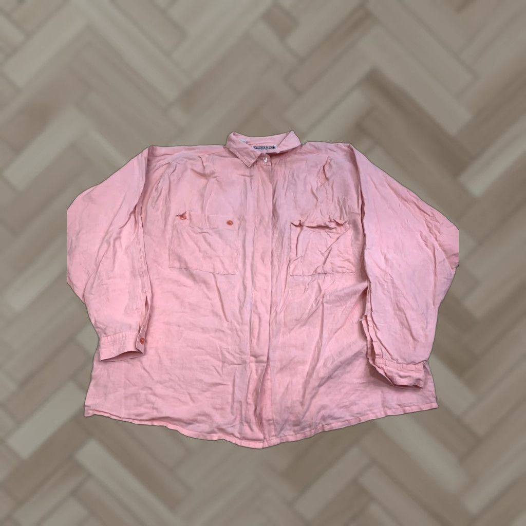 Vintage VINTAGE Casey & Usd Shirt Women M Pink Long Sleeve Button-Up Linen Blend Oversize 12865 Size M / US 6-8 / IT 42-44 - 1 Thumbnail