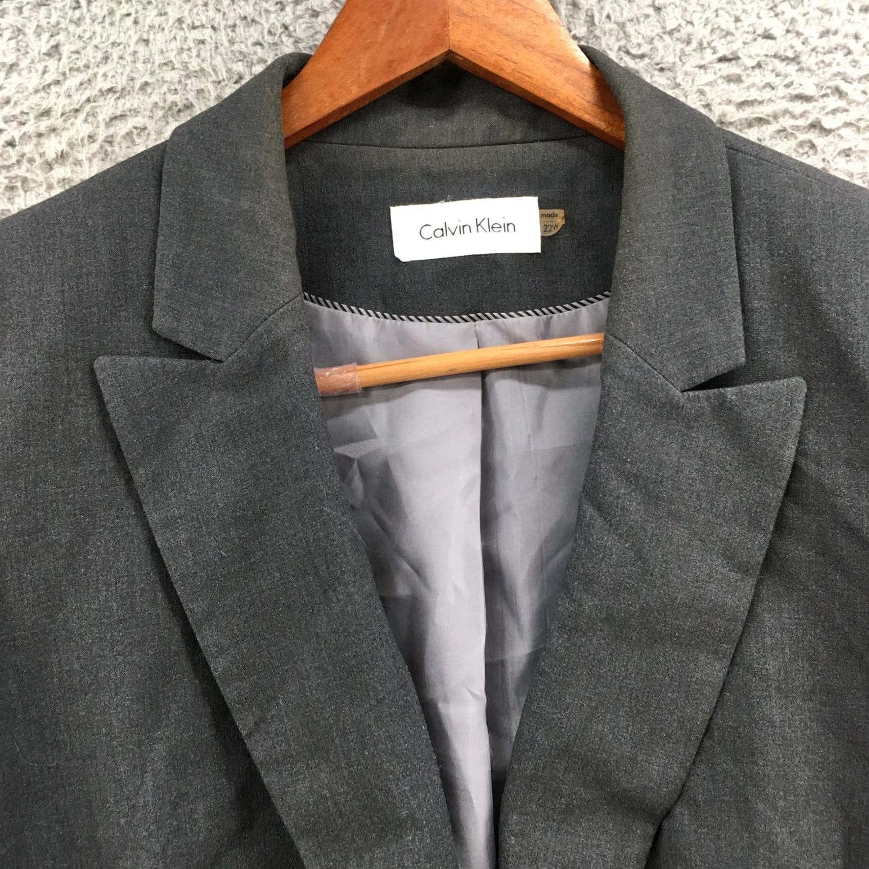 Calvin Klein Calvin Klein Blazer Womens 22W Grey Single-Breasted Collared Long Sleeve Sport Coat Jacket Size 3XL / US 20-22 - 3 Thumbnail