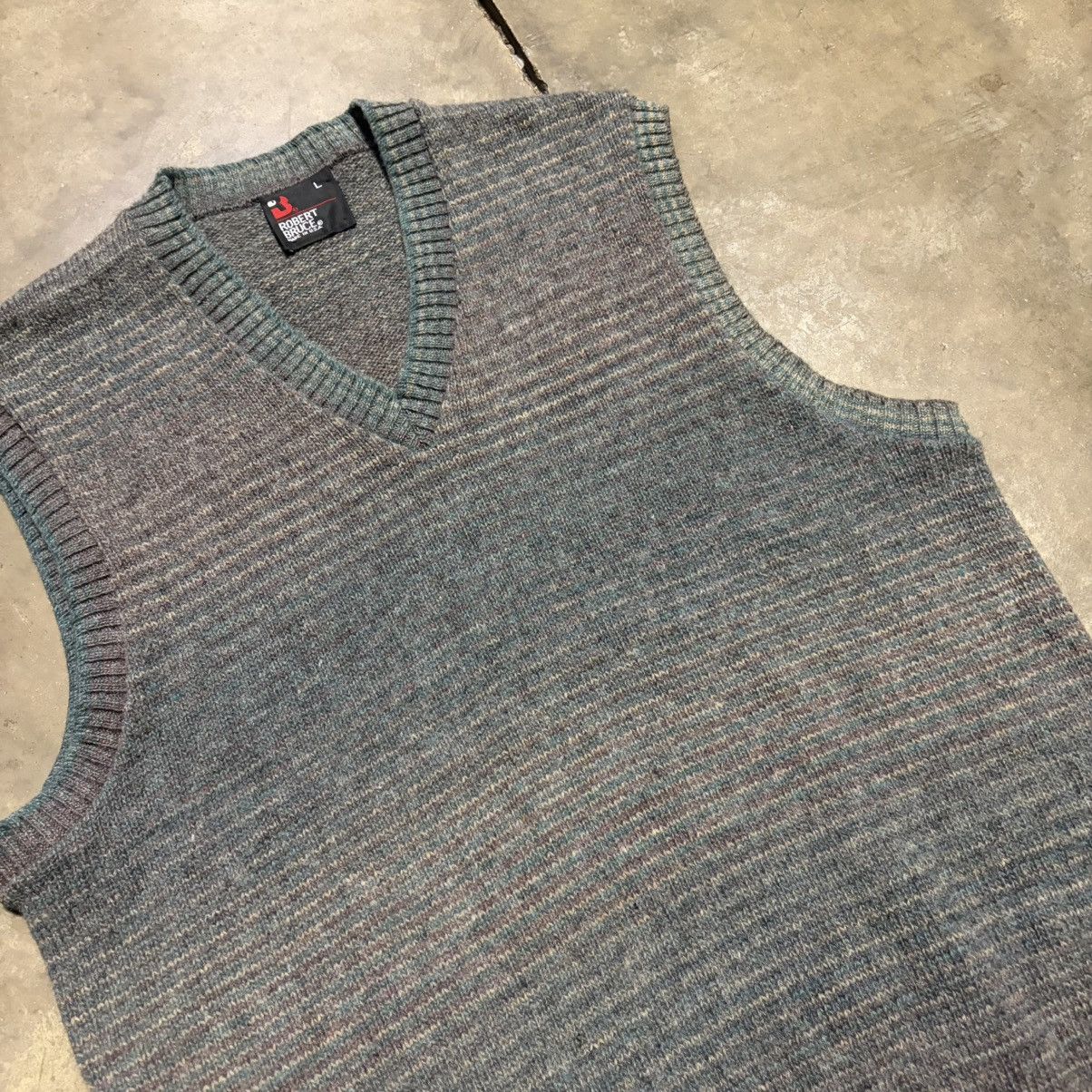 Robert Bruce Vintage Wool Sweater Vest Striped V Neck 80s Robert Bruce Size US L / EU 52-54 / 3 - 4 Thumbnail