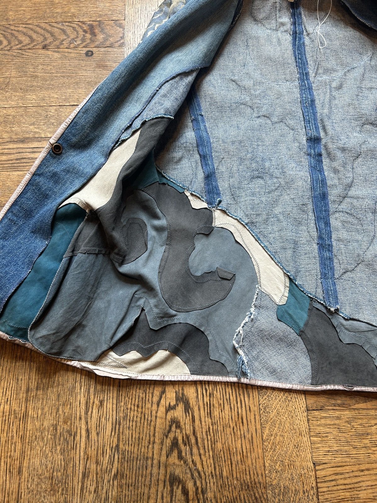 Roberto Cavalli 1970s Mermaid Patchwork Leather and Denim Blazer Size US S / EU 44-46 / 1 - 14 Thumbnail