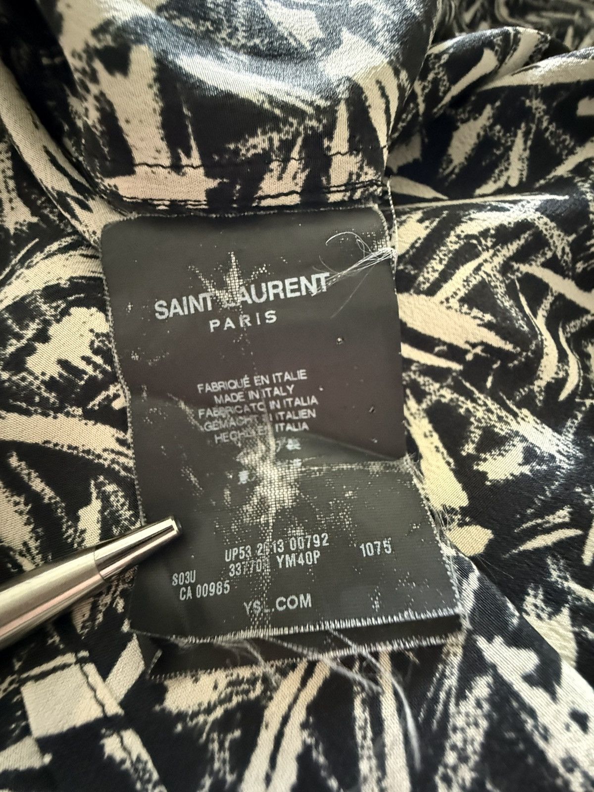 Saint Laurent Paris SS14 Saint Laurent Black white Brush squiggle silk shirt Size US M / EU 48-50 / 2 - 23 Thumbnail