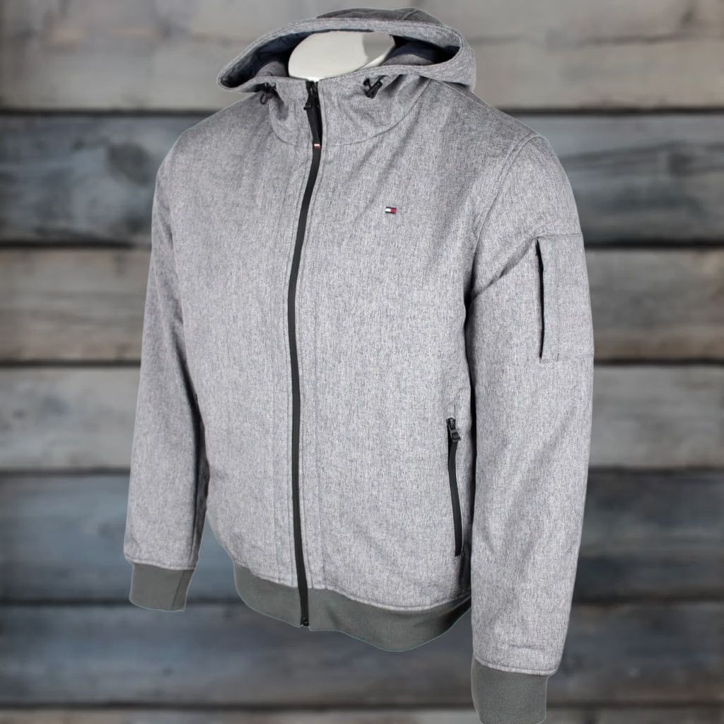 Tommy Hilfiger Tommy Hilfiger Men's Jacket Full Zip Hooded 3 Layer Softshell Heather Gray Size US L / EU 52-54 / 3 - 1 Thumbnail