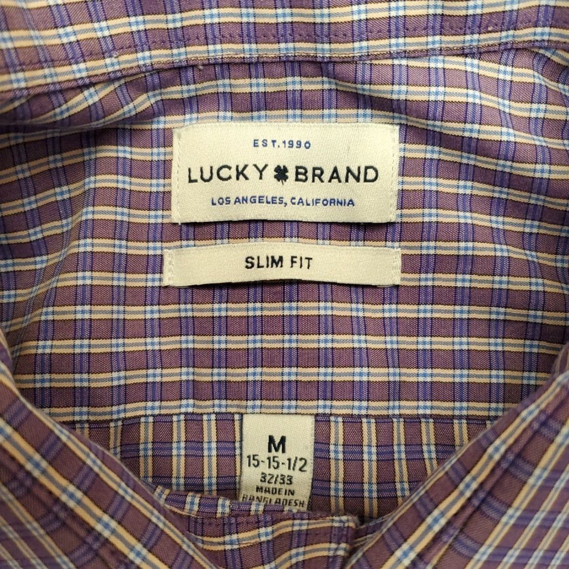 Lucky Brand VINTAGE Lucky Brand Shirt Mens M Purple Plaid Long Sleeve Slim Casual Dress Classic Size US M / EU 48-50 / 2 - 5 Thumbnail