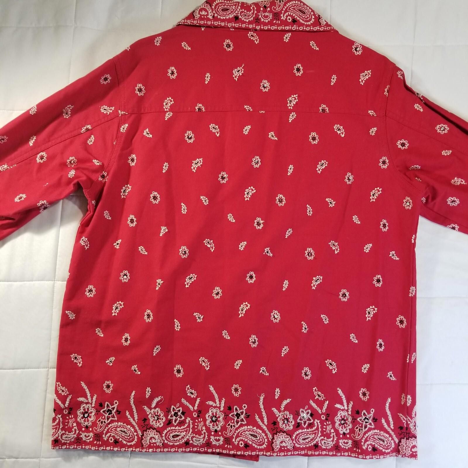 Other The Quacker Factory Red Shirt w/ Paisley/Rhinestones Size 8 Size M / US 6-8 / IT 42-44 - 2 Thumbnail