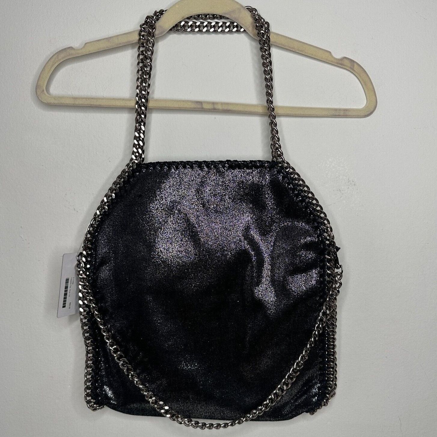 Other NWT Chic Fabella Tote Black Silver Chain Leatherette Zip Size ONE SIZE - 2 Thumbnail