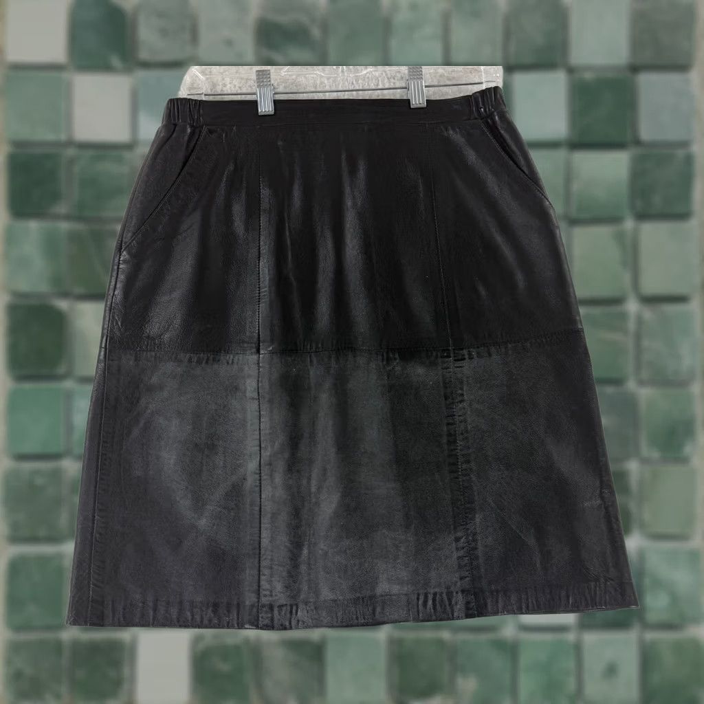 Caruso VINTAGE Peter Caruso A-Line Skirt Womens Size 12 Black Leather Suede Zip Up Size 34" / US 12 / IT 48 - 1 Thumbnail