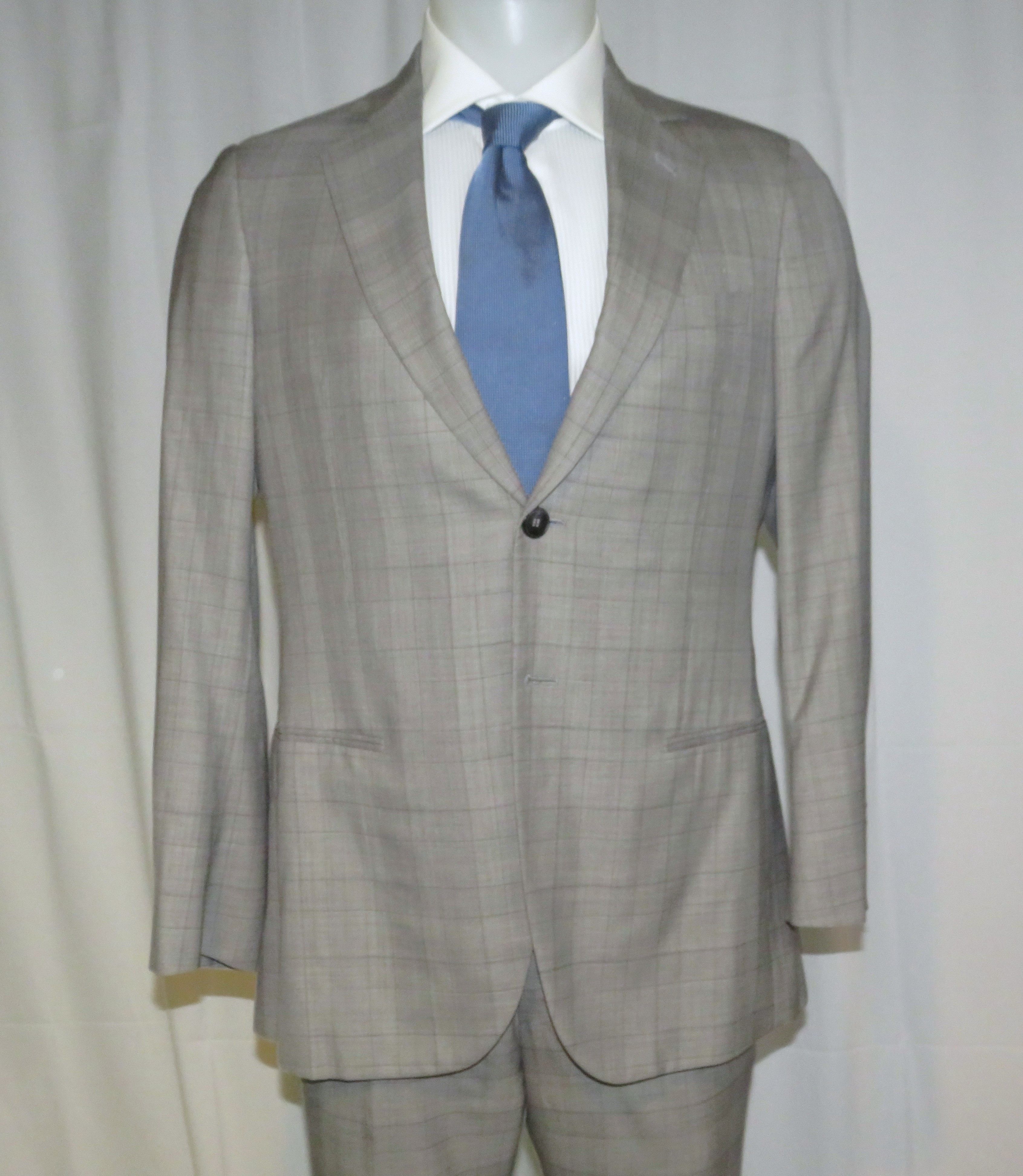 Giorgio Armani Black Label Custom Gray Plaid Two Button Suit 40R Size 40R - 8 Thumbnail
