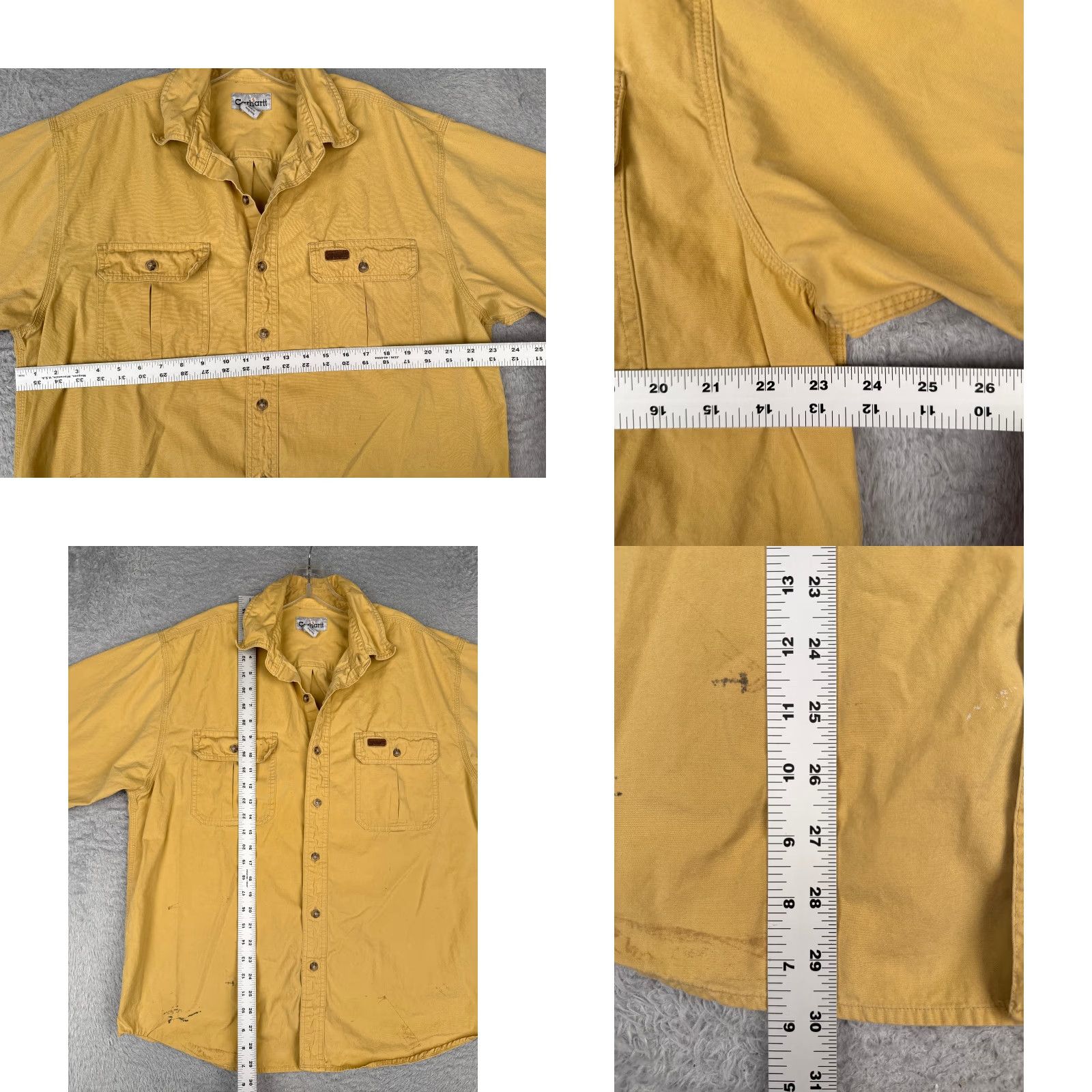 Carhartt VINTAGE Carhartt Shirt Men Large Yellow Cotton Button Up Pocket Short Sleeve Work READ Size US L / EU 52-54 / 3 - 8 Thumbnail