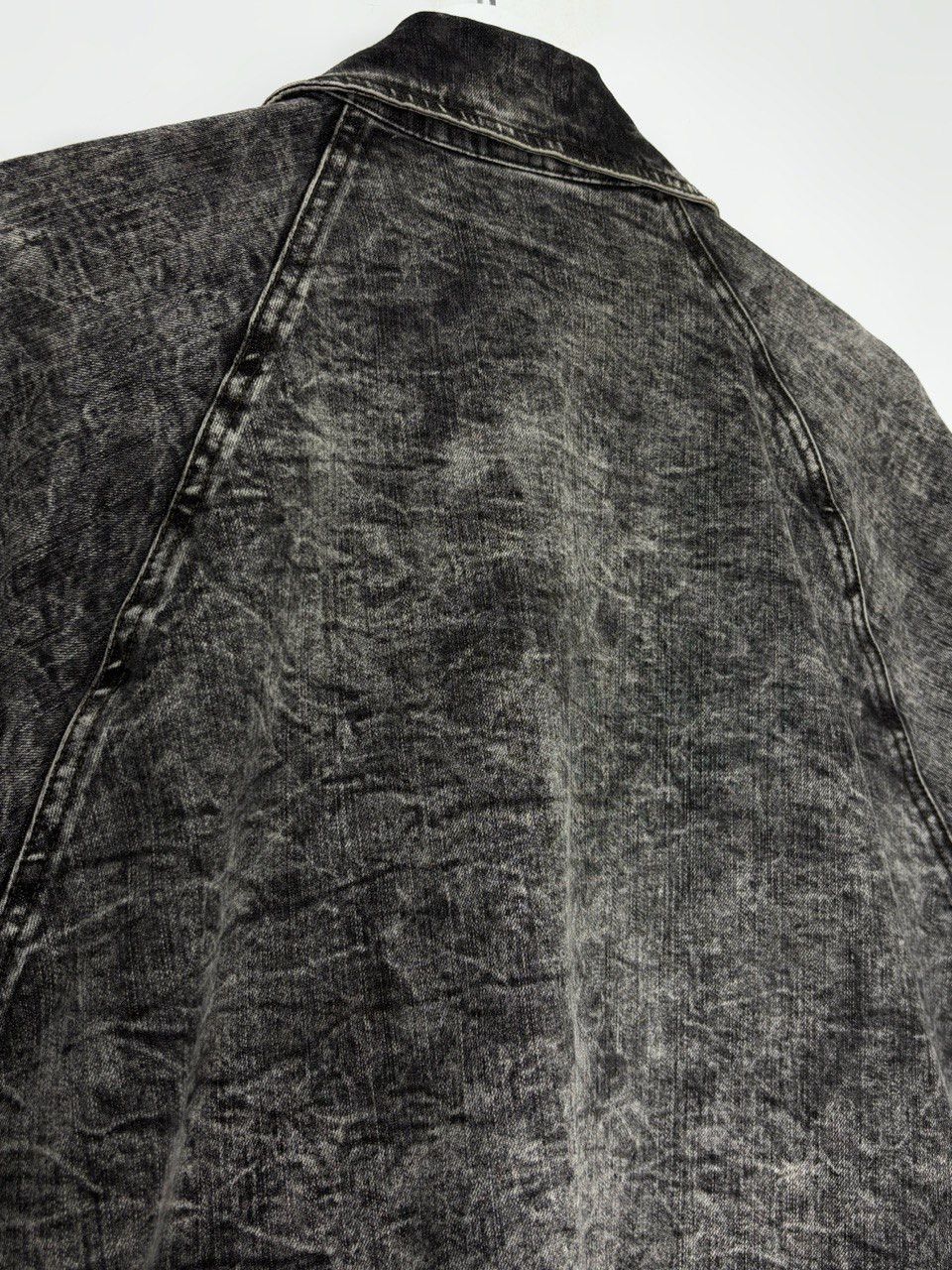 Norma Kamali Norma Kamali Black Acid Washed Denim A-Line Jacket Coat Size L / US 10 / IT 46 - 15 Thumbnail