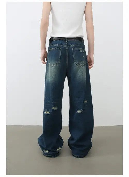 VIBE Men's loose straight retro versatile ripped jeans Size US 32 / EU 48 - 6 Thumbnail