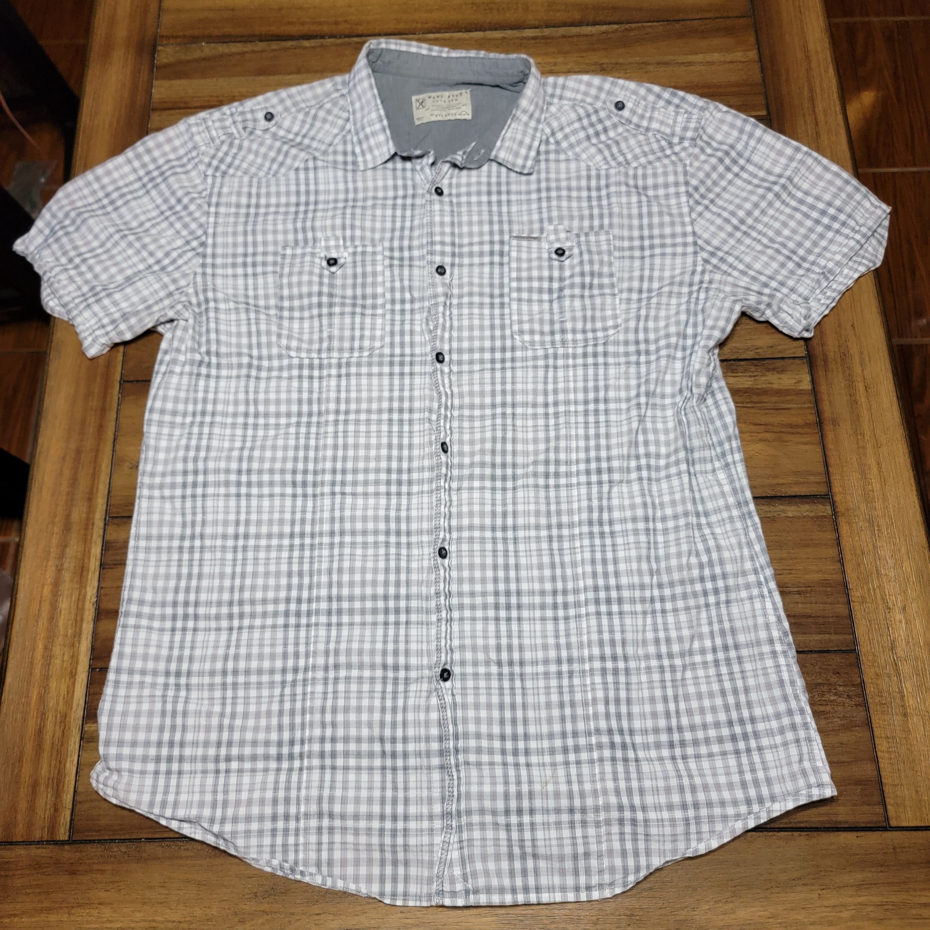 Marc Ecko Marc Ecko Cut & Sew SS Squares Full Button Shirt - Size 2XL |  Grailed