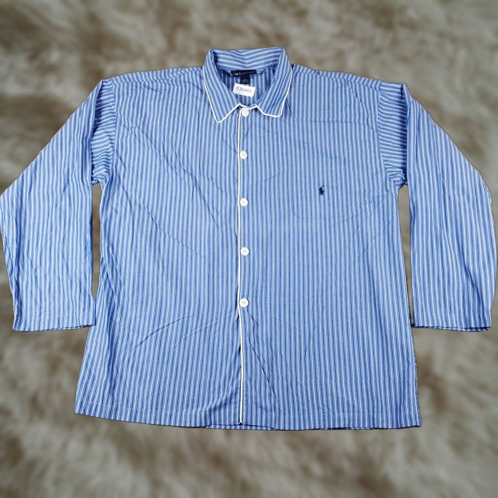 Ralph Lauren Ralph Lauren Mens XL Extra Large Blue Striped Pony Sleepwear Shirt Size US L / EU 52-54 / 3 - 1 Thumbnail