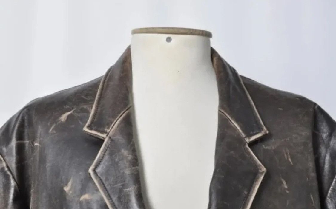 Yohji Yamamoto Yohji Yamamoto Pour Homme Distressed Leather Coat (Rare) Size US M / EU 48-50 / 2 - 12 Thumbnail