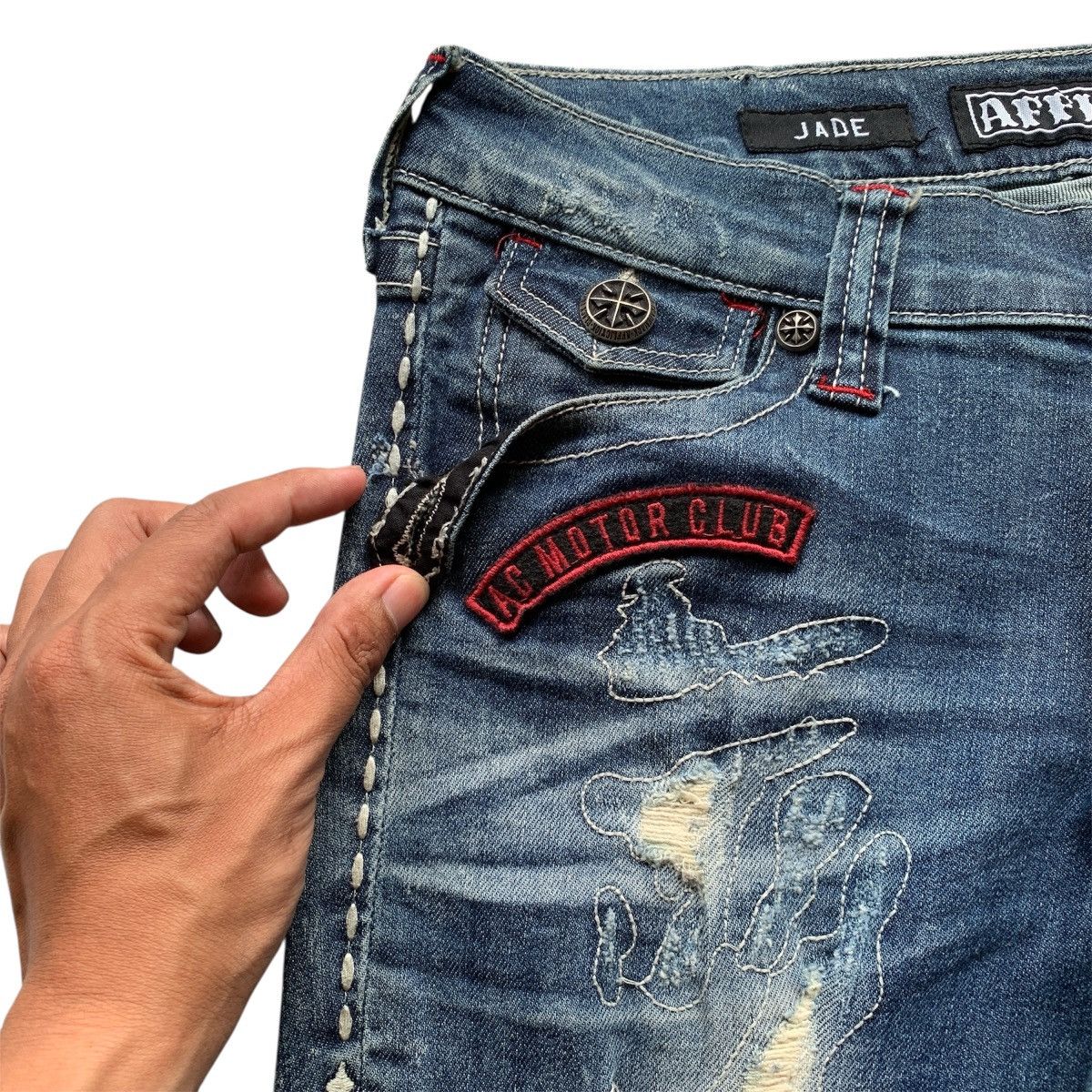 Le Grande Bleu (L.G.B.) Distressed Affliction Flared Jeans LGB Ifsix GOA Style Size US 29 - 6 Thumbnail