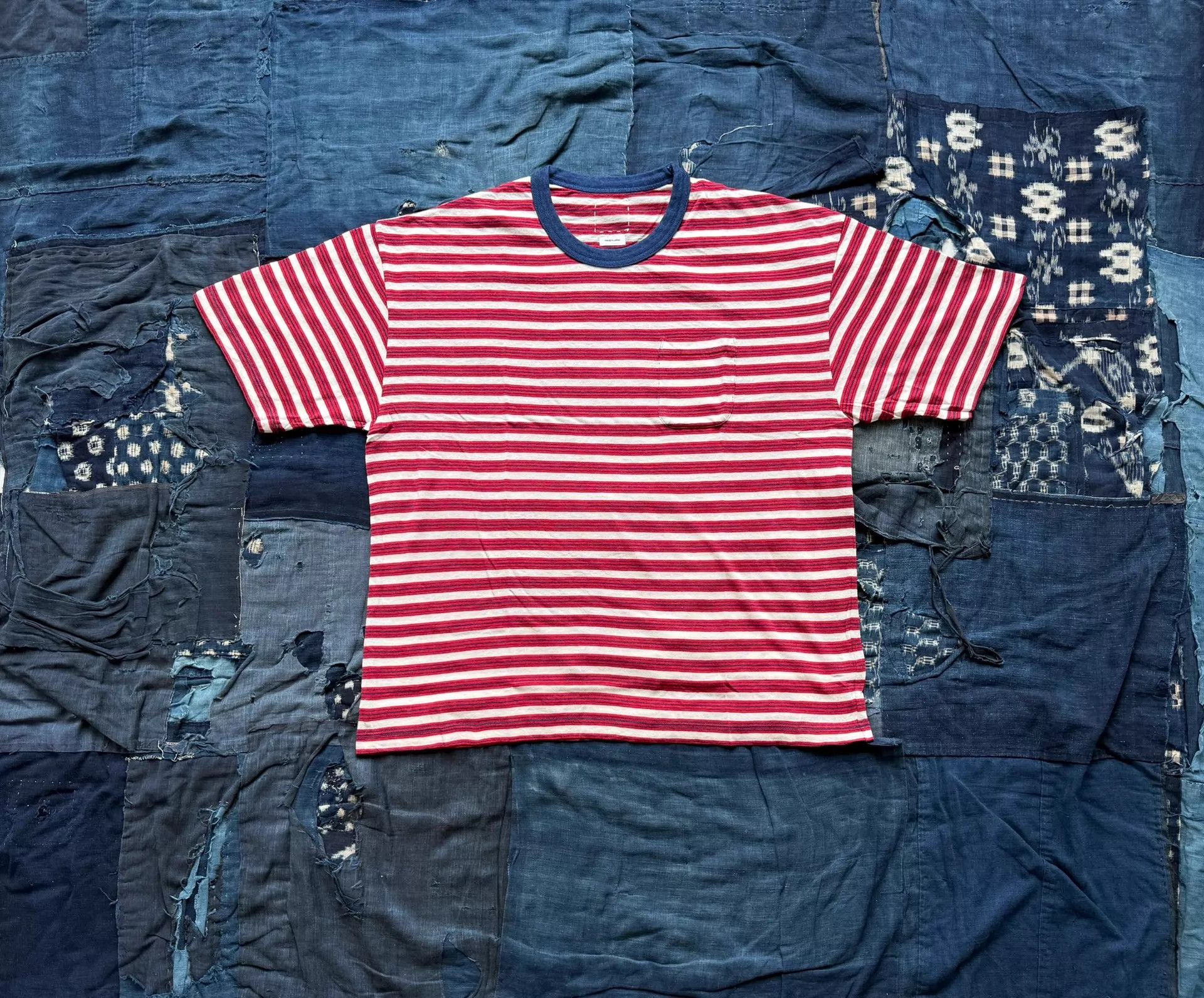 Visvim visvim 26ss mondo border tee s/s fine wool striped red 3 Size US L / EU 52-54 / 3 - 1 Thumbnail