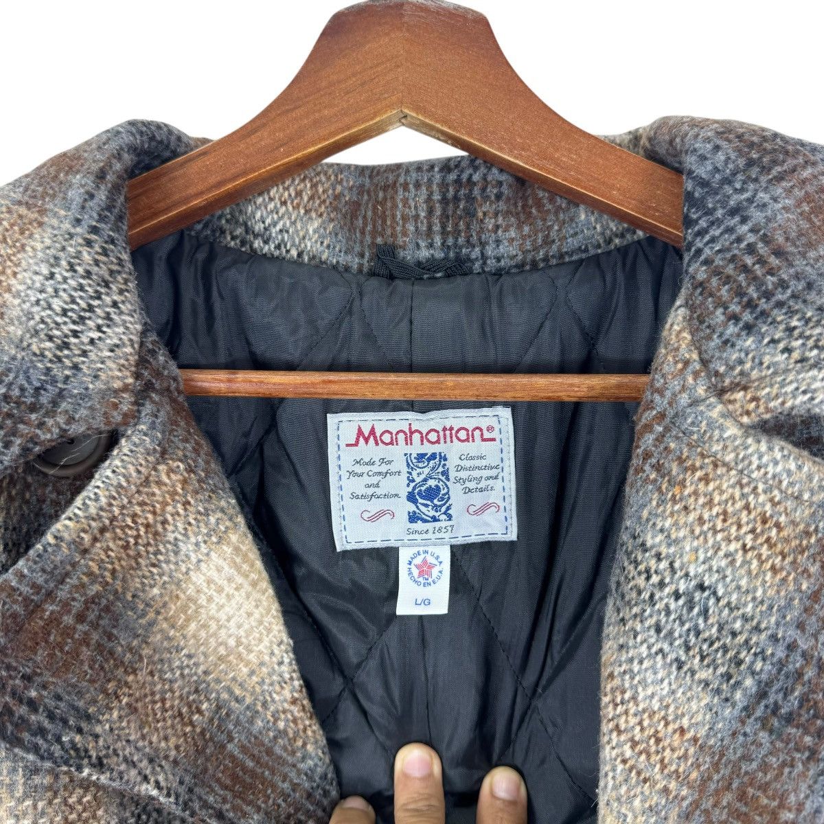 Vintage VINTAGE MANHATTAN TARTAN WOOL JACKET Size US L / EU 52-54 / 3 - 5 Thumbnail