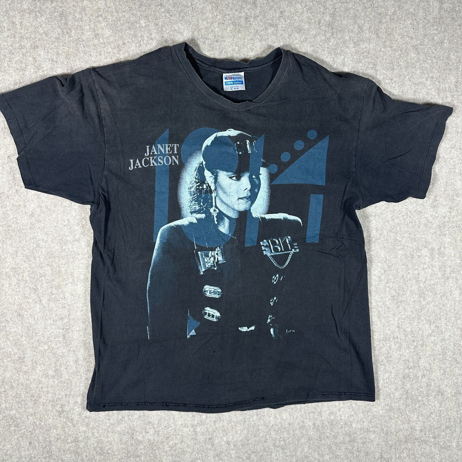 Hanes Vintage Janet Jackson 1814 Tour Shirt Single Stitch Tee XL Size US XL / EU 56 / 4 - 1 Thumbnail