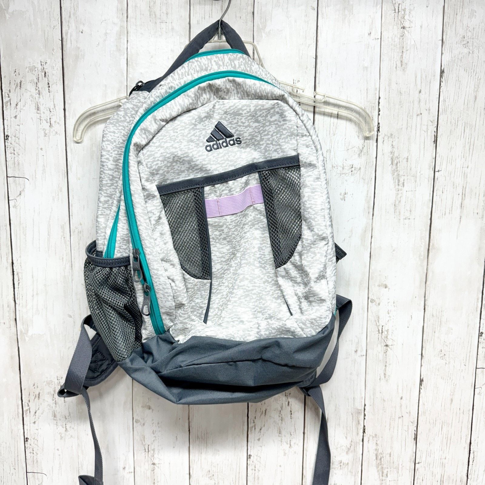 Adidas Adidas Backpack Unisex Gray Turquoise Purple Mesh Pockets Size ONE SIZE - 1 Thumbnail