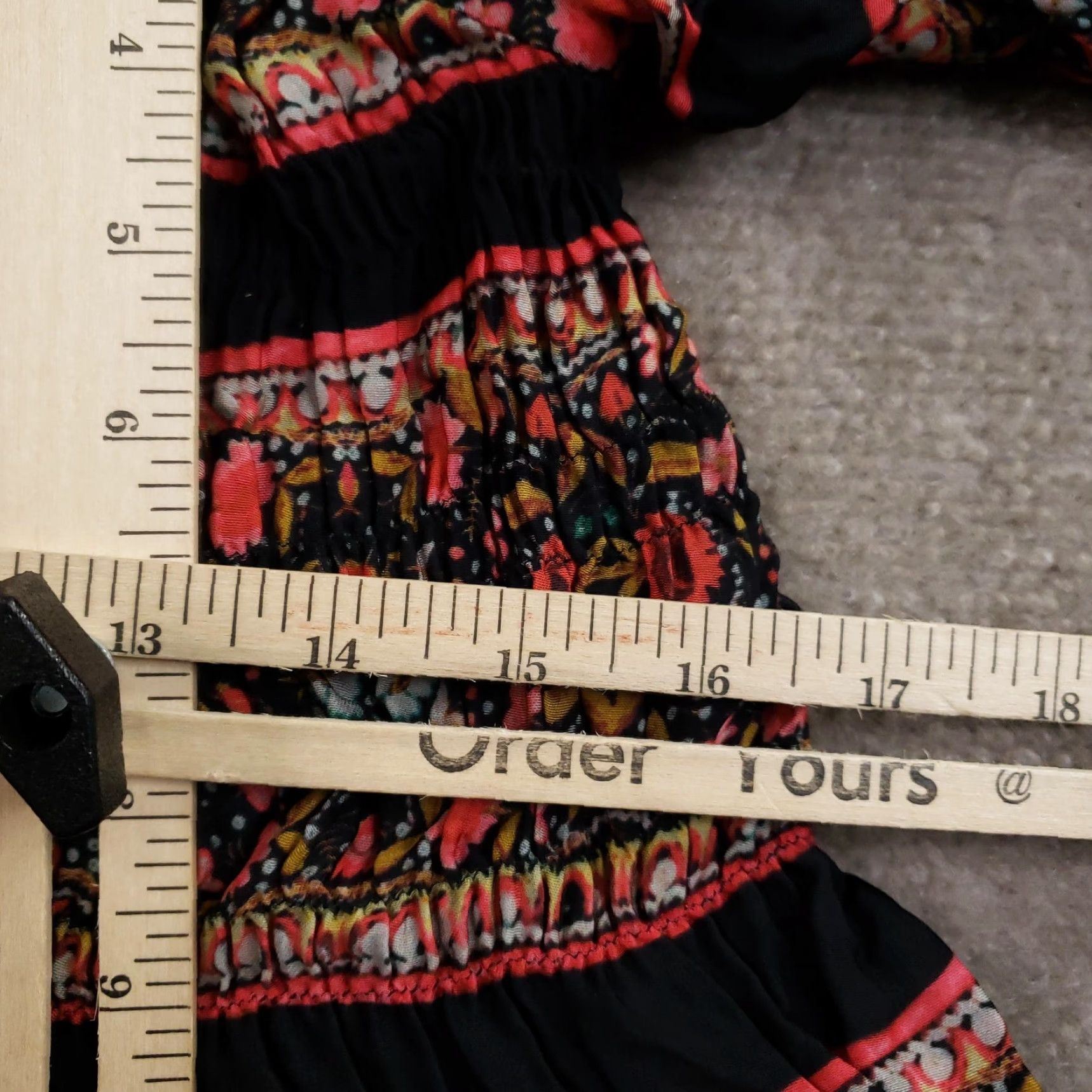 Vintage Ranna Gill Shirt Womens Small Black Floral Smocked Peplum Puff Sleeve Bohemian Size S / US 4 / IT 40 - 3 Thumbnail