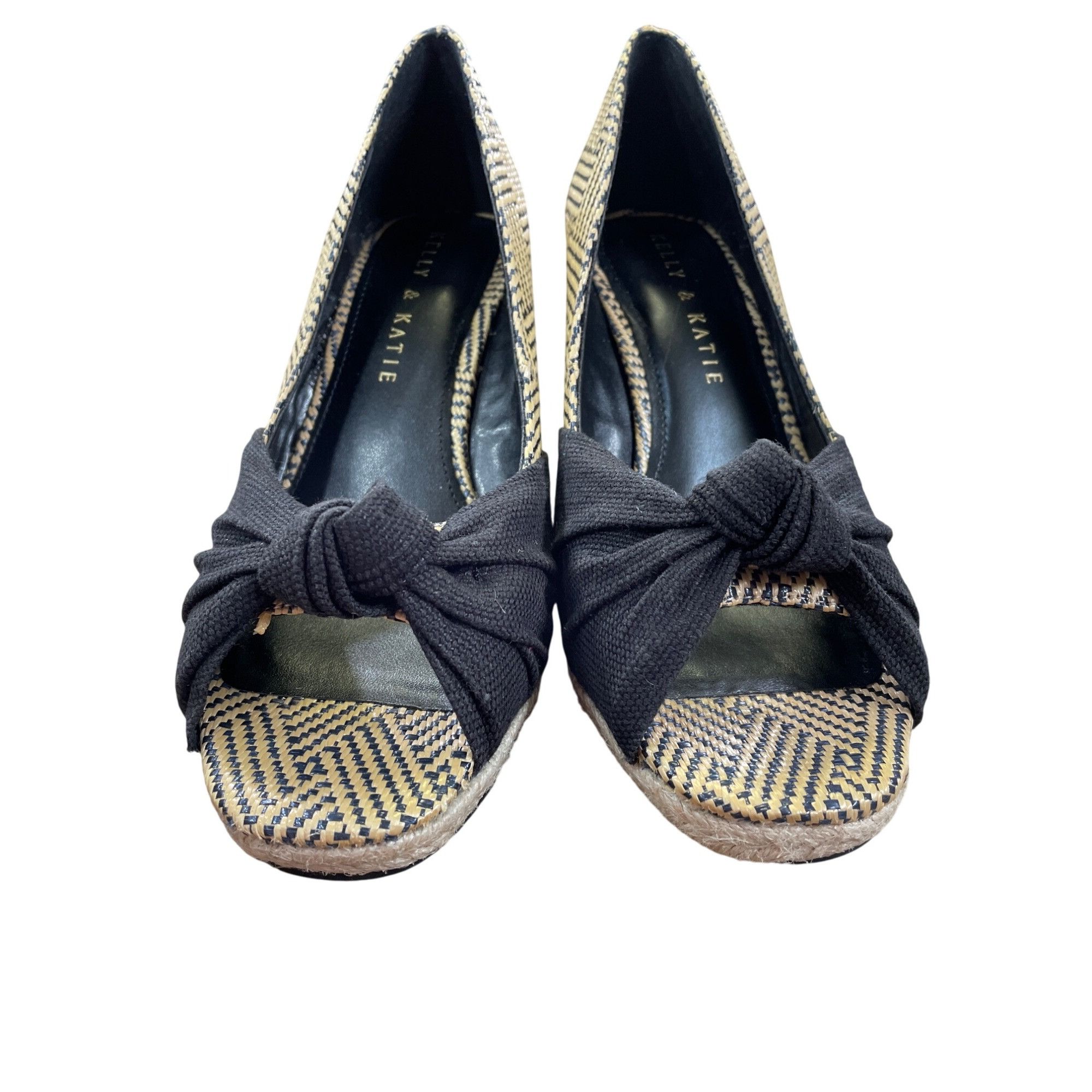 Other Kelly & Katie Black Beige brown PeepToe Wedge Heels Size 6M Size US 6 / IT 36 - 6 Thumbnail