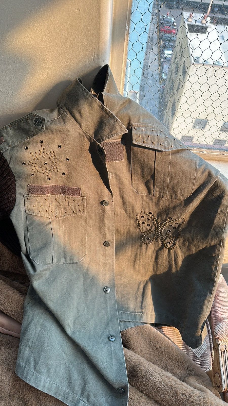 Other Military green Cotton Knit Sleeves Jacket Embellished Size M / US 6-8 / IT 42-44 - 1 Thumbnail