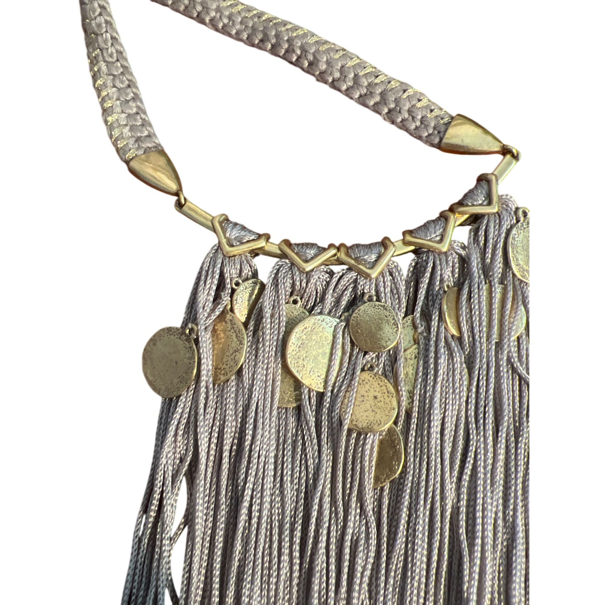 Other Stella & Dot Samar Fringe Necklace Tan Gold Tone Tassel Chok Size ONE SIZE - 3 Thumbnail