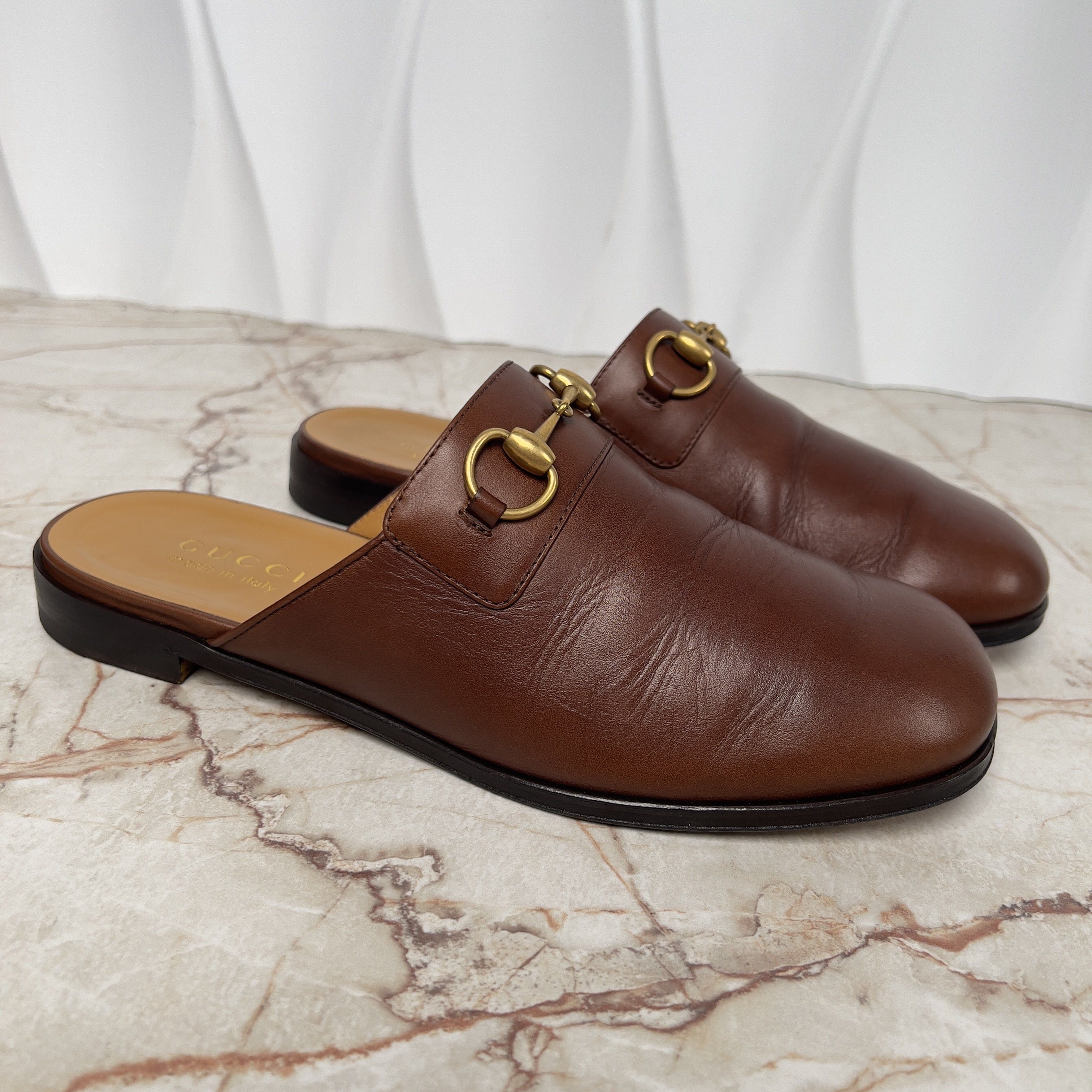 Gucci River Horsebit Sabot Clogs Mules Slippers Brown Leather Size US 8.5 / EU 41-42 - 4 Thumbnail