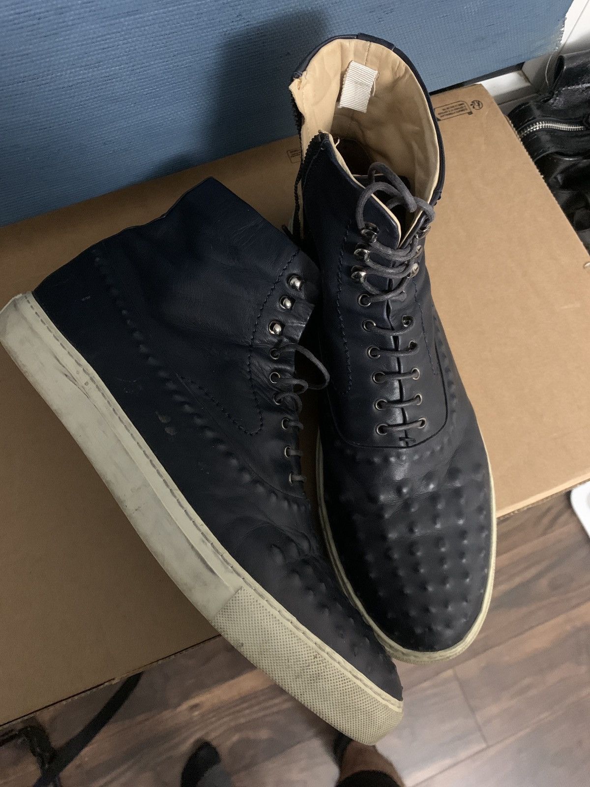 Alexander McQueen Alexander McQueen Harako Leather High-Top Sneakers Size US 12 / EU 45 - 3 Thumbnail