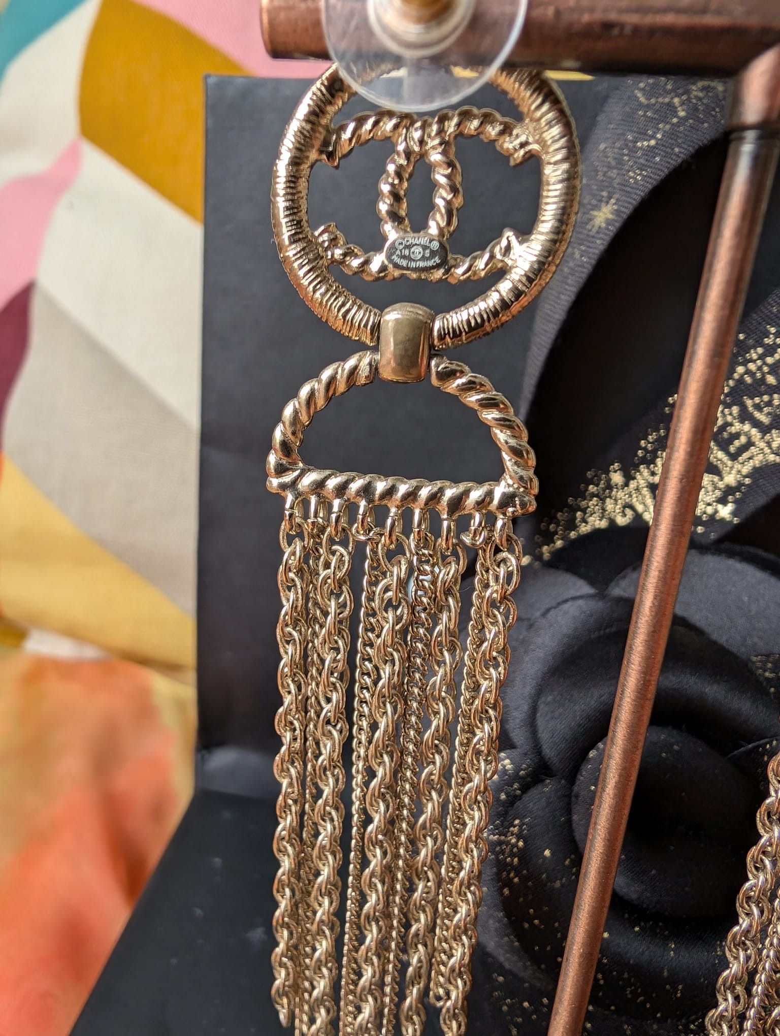 Chanel Chanel CC A16S Chain Long Logo GHW CocoMark Earrings Box Size ONE SIZE - 11 Thumbnail