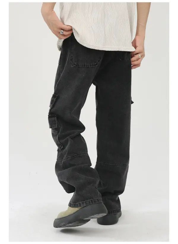 Japanese Brand VIBE Street retro washed loose wide-leg cargo jeans Size US 32 / EU 48 - 5 Thumbnail