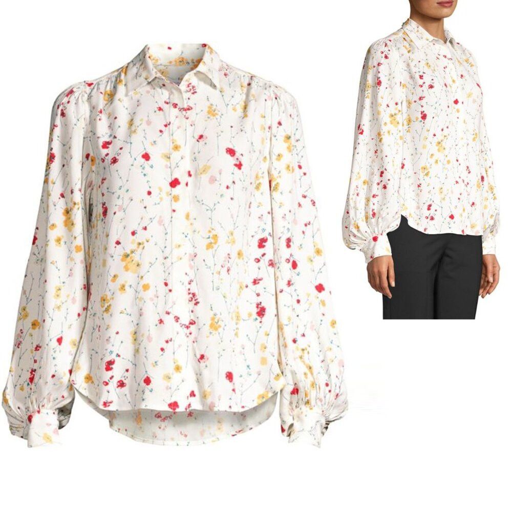 Equipment NWT New $295 Equipment Marcilly Floral Long Sleeve Shirt Bl Size XL / US 12-14 / IT 48-50 - 2 Thumbnail