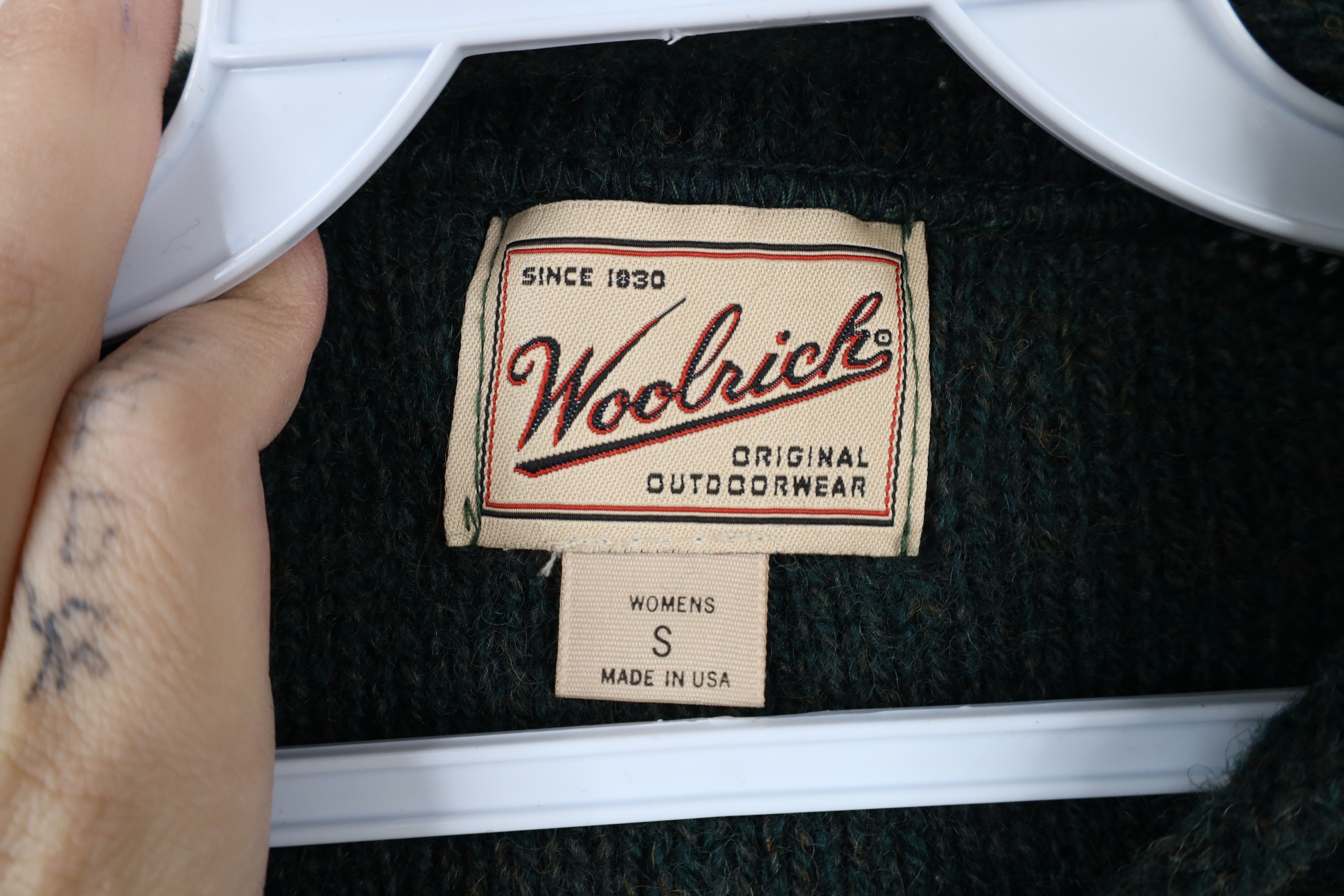 Vintage × Woolrich Woolen Mills Vintage 90s Woolrich Blend Marled Knit Sweater Green USA Size S / US 4 / IT 40 - 4 Thumbnail