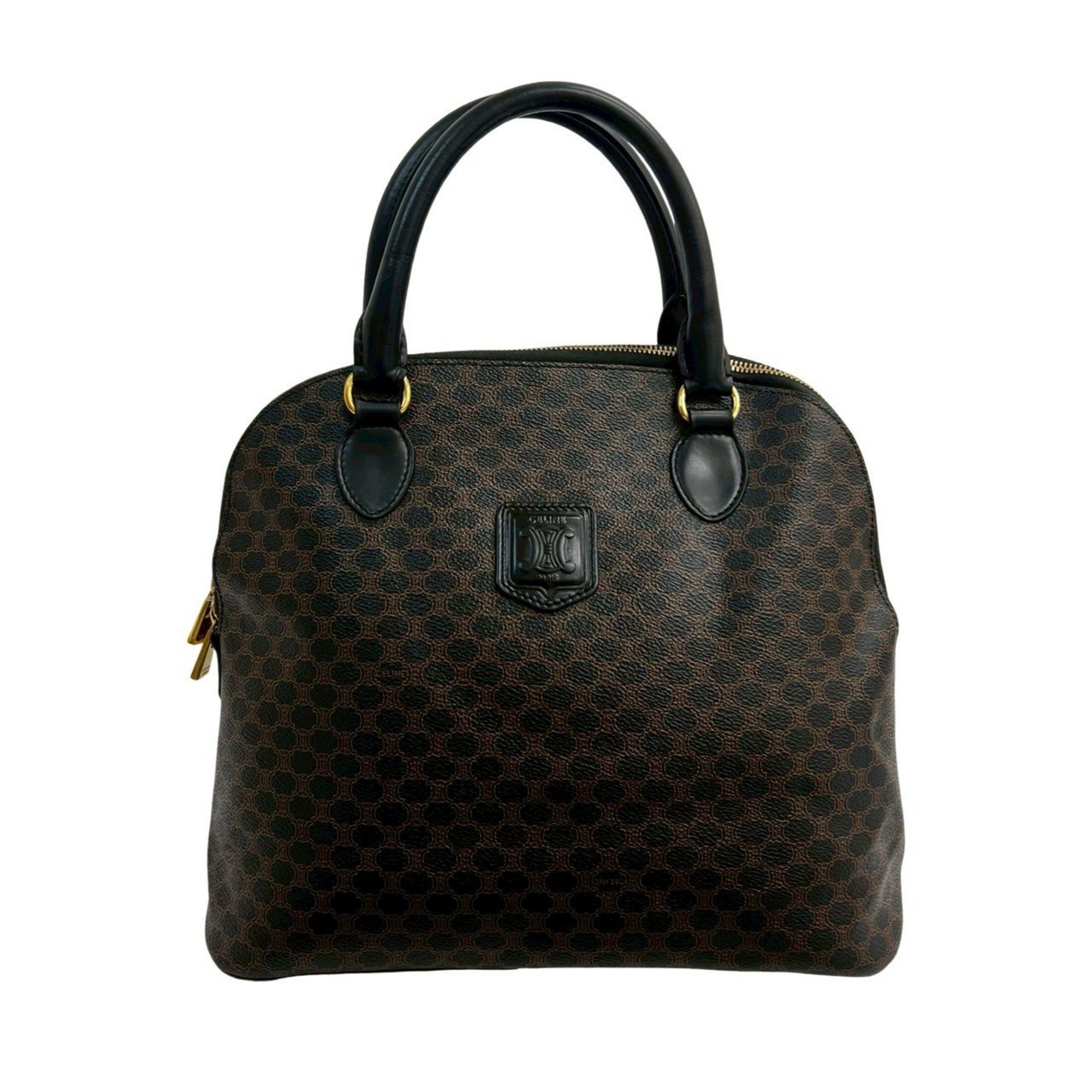 Celine CELINE Vintage Macadam Blason Logo Print Leather Handbag/Tote Bag, Black, 992-2 Size ONE SIZE - 1 Thumbnail