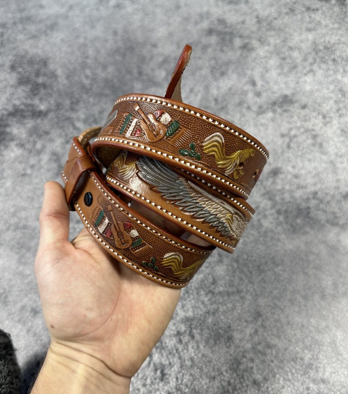 Leather Vintage Indians Mexico Leather Belts Streetwear Avant Garde Size ONE SIZE - 1 Thumbnail