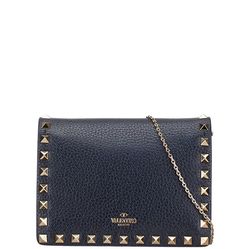 Valentino Valentino Leather Studs Chain Shoulder Bag Leather Shoulder Bag in Black, Women's