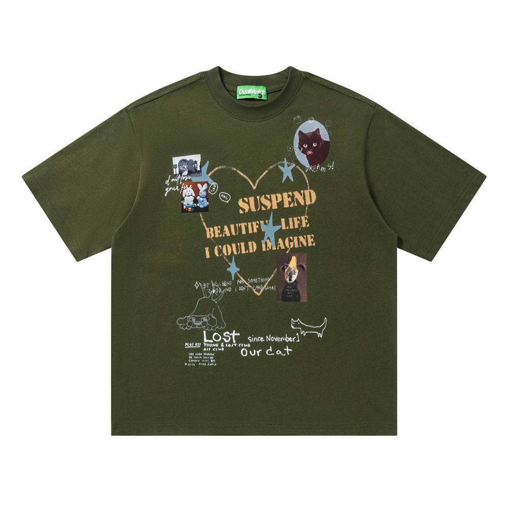 Japanese Brand Men's Casual Short-Sleeve T-Shirt with Cartoon Heart Print Size US M / EU 48-50 / 2 - 1 Thumbnail