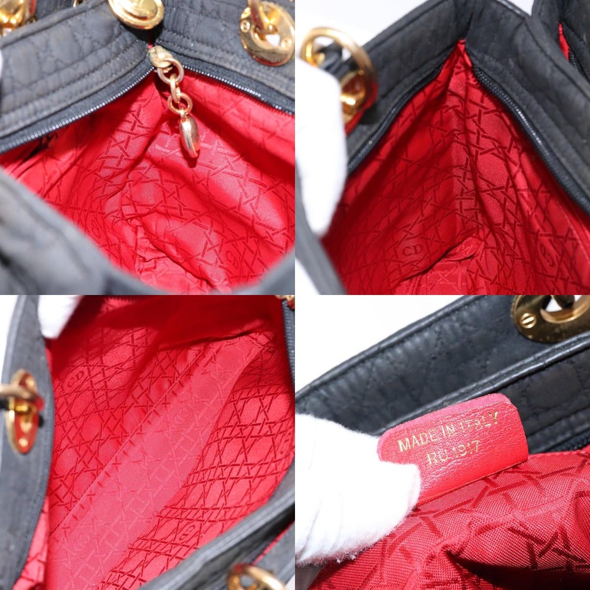 Dior DIOR Canage Hand Bag Nylon Black Gold Size ONE SIZE - 12 Thumbnail