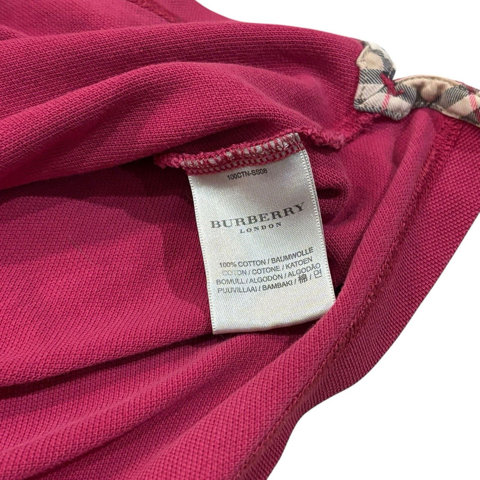 Burberry Burberry Polo Nova Check Placket Pink Large Hong Kong* Size US L / EU 52-54 / 3 - 7 Thumbnail