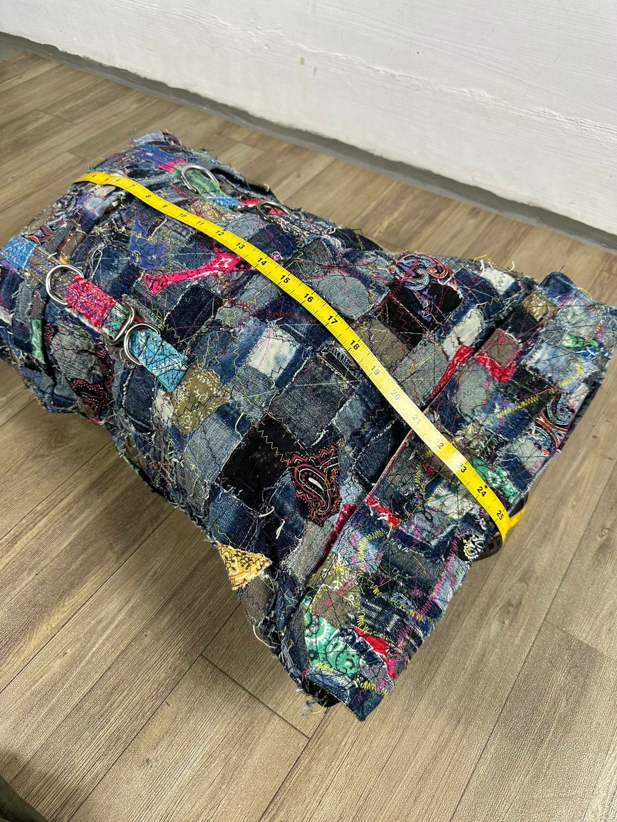 Other Custom Made Denim Paisley Patchwork Roll Top Backpack Size ONE SIZE - 13 Thumbnail