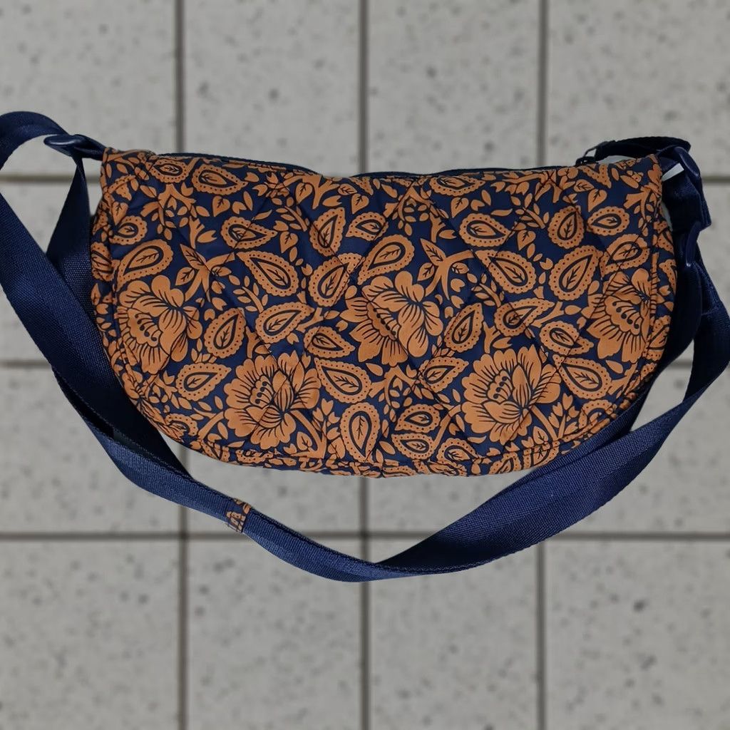 Vera Bradley Vera Bradley Quilted Shoulder Bag Orange Blue Floral Paisley Adjustable Strap Medium Women USB? Size ONE SIZE - 1 Thumbnail