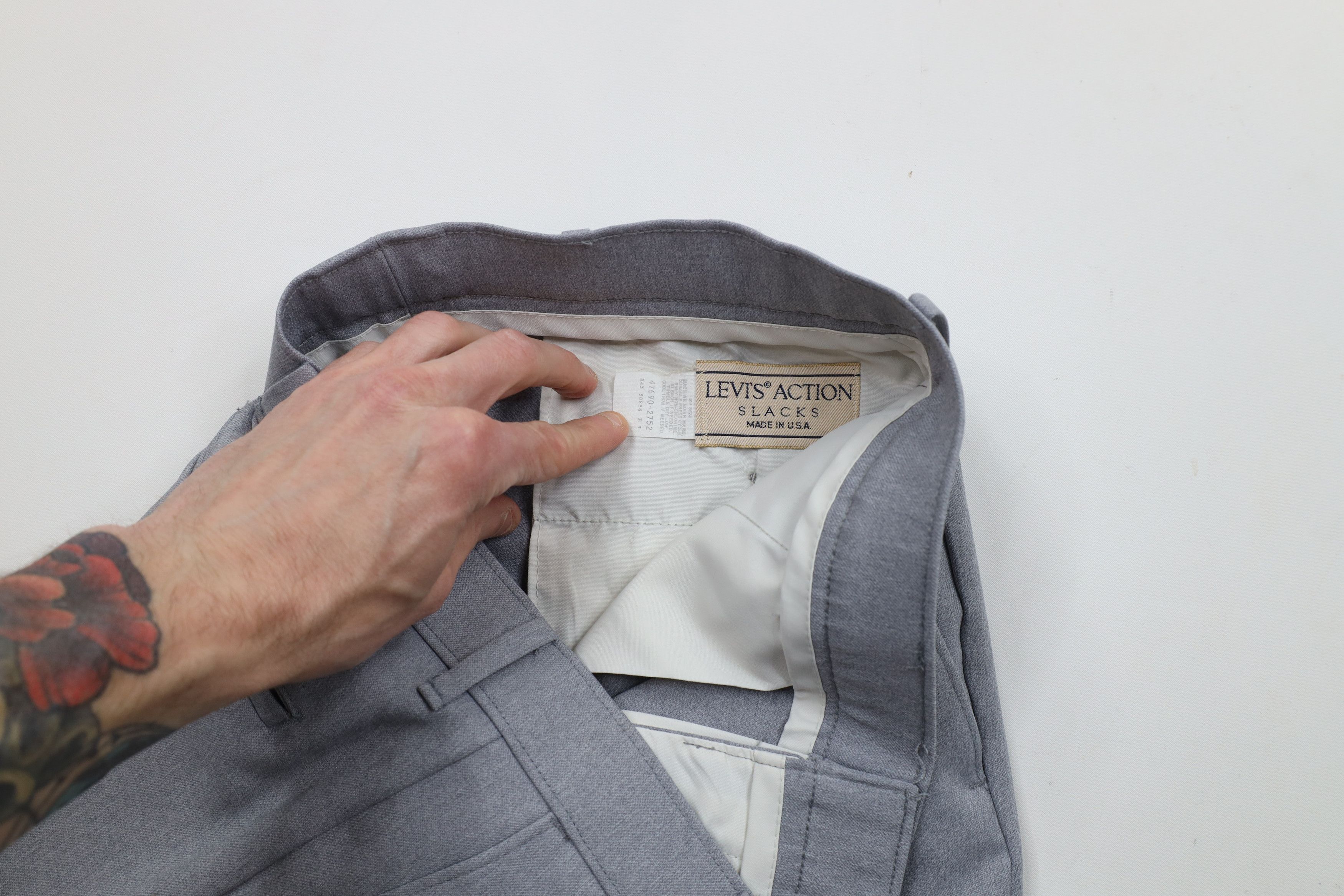 Levi's × Vintage Vintage 70s Levis Wide Leg Chino Pants Heather Gray USA Size US 32 / EU 48 - 8 Thumbnail