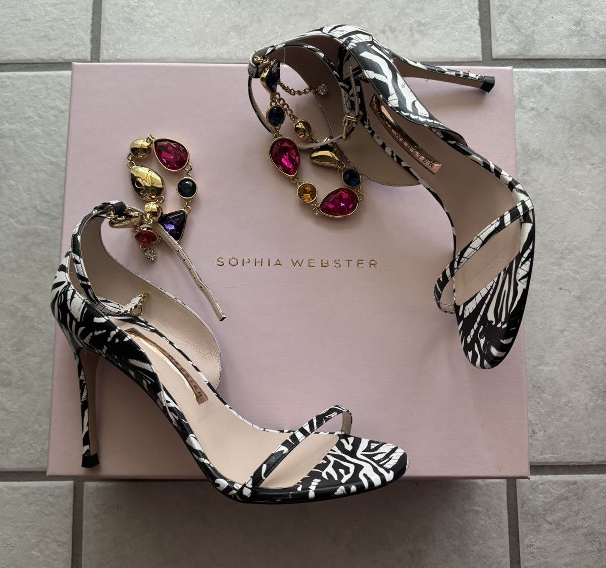 Sophia Webster Zebra Print Jewel Heels – Size 36 Size US 6.5 / IT 36.5 - 2 Thumbnail