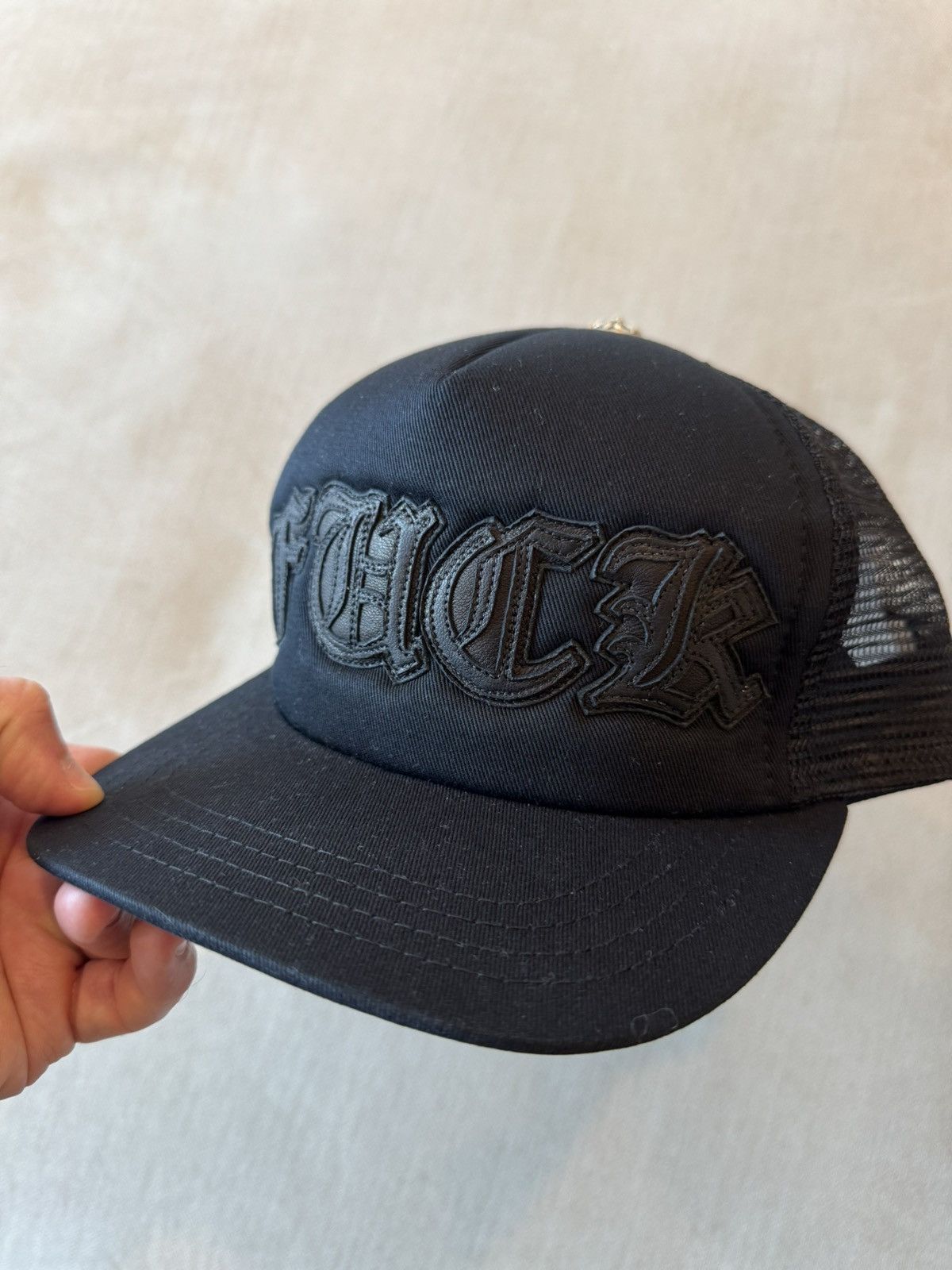 Chrome Hearts Chrome Hearts Fuck Patch Leather Spell Out Trucker Hat Size ONE SIZE - 2 Thumbnail